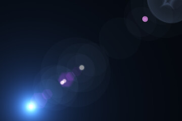 digital lens flare in black bacground horizontal frame