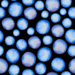 Fototapety  Okrągłe niebieskie kropki akwarela plamy wzór