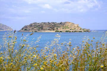 View of the deserted island of Spinalonga, a former leper colony.