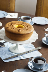 Portuguese Sponge Cake, or Pão de Ló, with Hot Tea