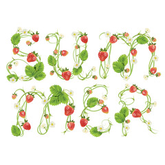 Colorful floral print with summer word