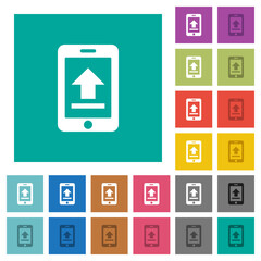 Mobile upload square flat multi colored icons