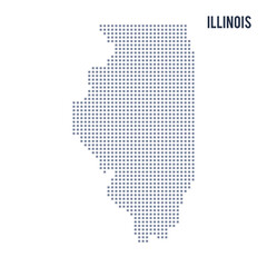 Vector pixel map State of Illinois isolated on white background