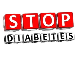 3D Block Red Text STOP DIABESTES over white background.