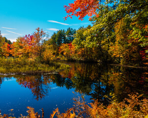 Fototapeta na wymiar New Hampshire stream in mid-fall with reflections