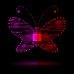 Abstract Butterfly. Electronic circuit butterfly. Vector illustration. Butterfly.