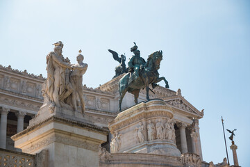Fototapeta na wymiar Equestrian monument to Victor Emmanuel II near Vittoriano at day in Rome
