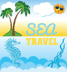 Fototapeta na wymiar Cartoon background for travel template