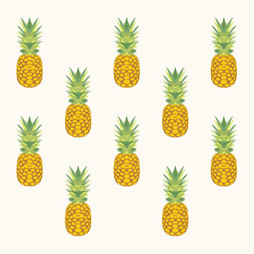 Pineapple seamless pattern. Vector illustration. Summer fruit
