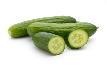 Eco cucumber on white background. Fresh vegetables.