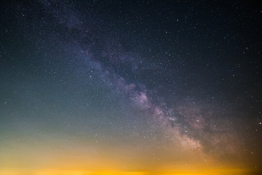The Milky Way as seen from the summit of the hill Rahnfels in the Palatinate Forest in Germany.