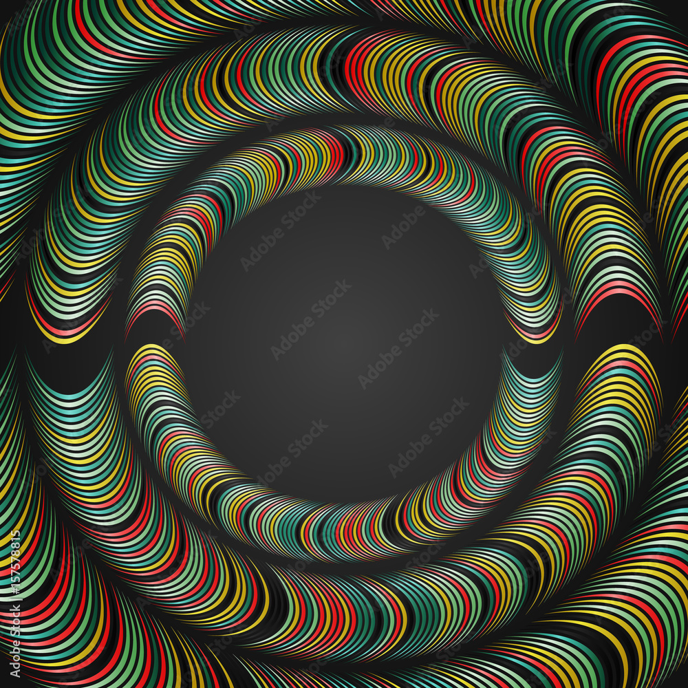 Aufkleber abstract background with rings of distorted geometric shapes. the distortion of shapes and space.