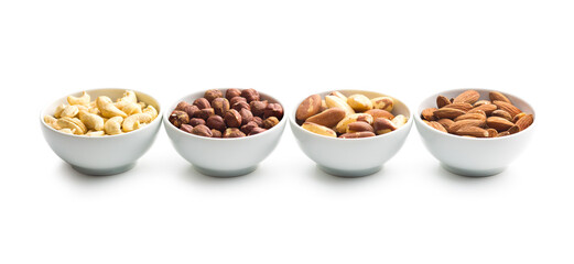 Hazelnuts, almonds, cashew and brazil nuts.