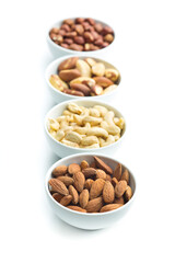 Hazelnuts, almonds, cashew and brazil nuts.