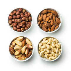 Hazelnuts, almonds, cashew and brazil nuts.