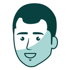 young man head avatar character vector illustration design
