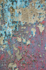 red and blue peeling paint texture