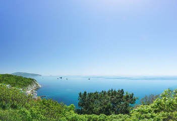 Landscape views of Tsemess Bay from the observation deck on the mountain