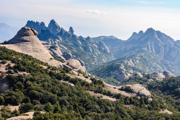 Fototapeta na wymiar Stange rock formations in Montserrat Mountain, Spain