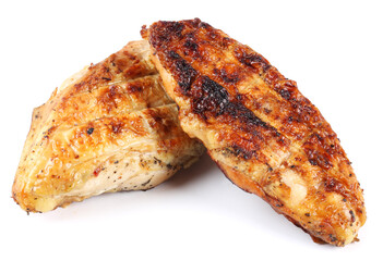 Grilled chicken fillet isolated on white background