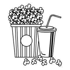 pop corn with soda cinema food vector illustration design