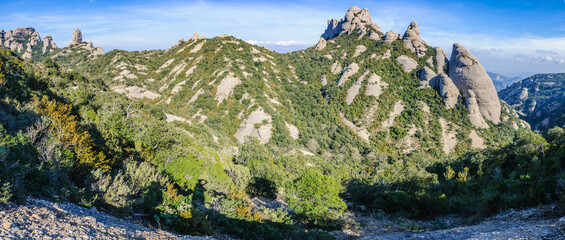 Panoramic view in Montserrat Mountain, Spain