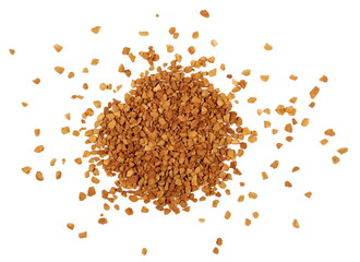 instant coffee powder isolated on white background and texture