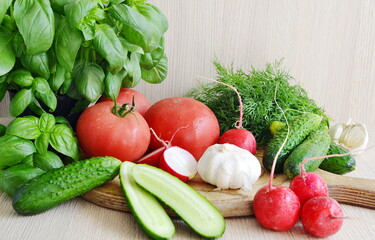 Fresh vegetables on a wooden table
