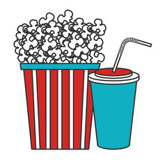 pop corn with soda cinema food vector illustration design