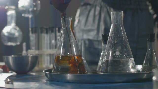 Chemists make drugs in the laboratory.