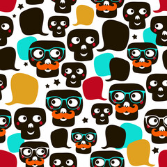 Colorful seamless background with birds and nature elements.