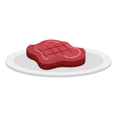 dish with cut beef meat icon vector illustration design