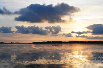 Fototapeta na wymiar Beautiful sunset in the Danube Delta (Delata Dunarii)