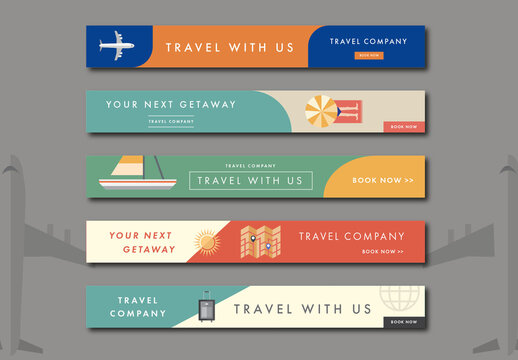 Five Leaderboard Travel Web Banner Layouts