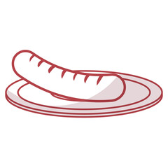 dish with delicious sausages isolated icon vector illustration design