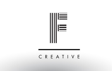 F Black and White Lines Letter Logo Design.