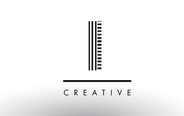 I Black and White Lines Letter Logo Design.