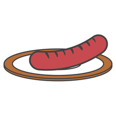 dish with delicious sausages isolated icon vector illustration design