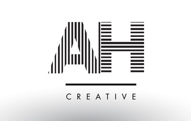 AH A H Black and White Lines Letter Logo Design.