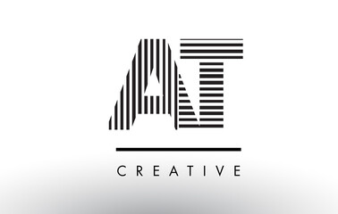 AT A T Black and White Lines Letter Logo Design.