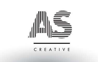 AS A S Black and White Lines Letter Logo Design.