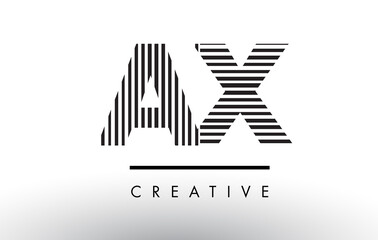 AX A X Black and White Lines Letter Logo Design.