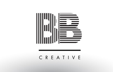 BB B B Black and White Lines Letter Logo Design.
