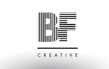 BF B F Black and White Lines Letter Logo Design.