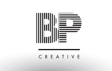 BP B P Black and White Lines Letter Logo Design.