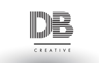 DB D B Black and White Lines Letter Logo Design.