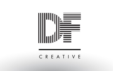 DF D F Black and White Lines Letter Logo Design.