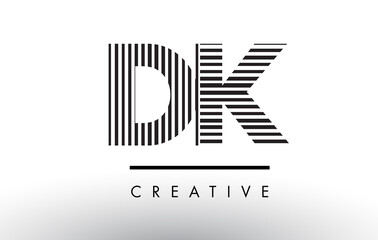 DK D K Black and White Lines Letter Logo Design.