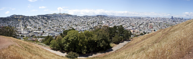 Fototapeta na wymiar Noe Valley landscape seen from San Francisco's Bernal Hill.