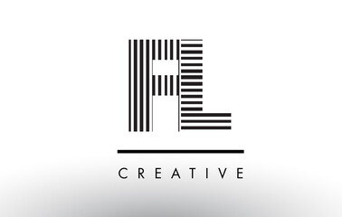 FL F L Black and White Lines Letter Logo Design.